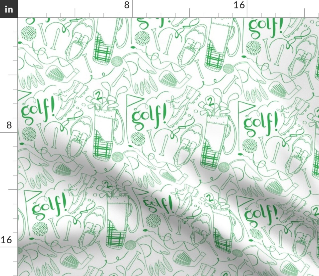 Golf Green Shoes Balls Sport Custom Printed Fabric by Spoonflower Various Fabrics by the Yard or Fat Quarter